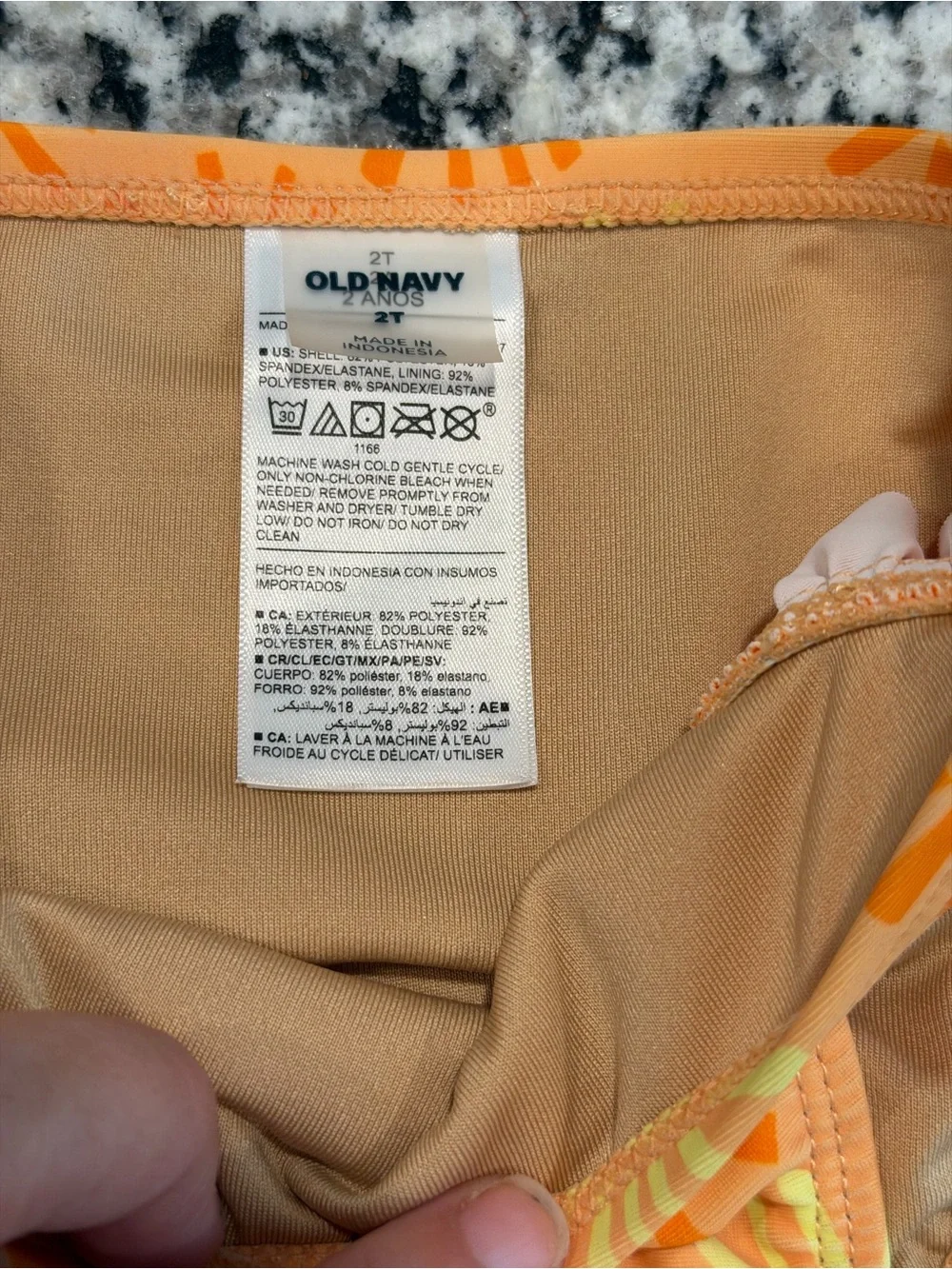 Old Navy Toddler Girl's Orange and Yellow Sunshine Ruffle Tankini Set, Size 2T